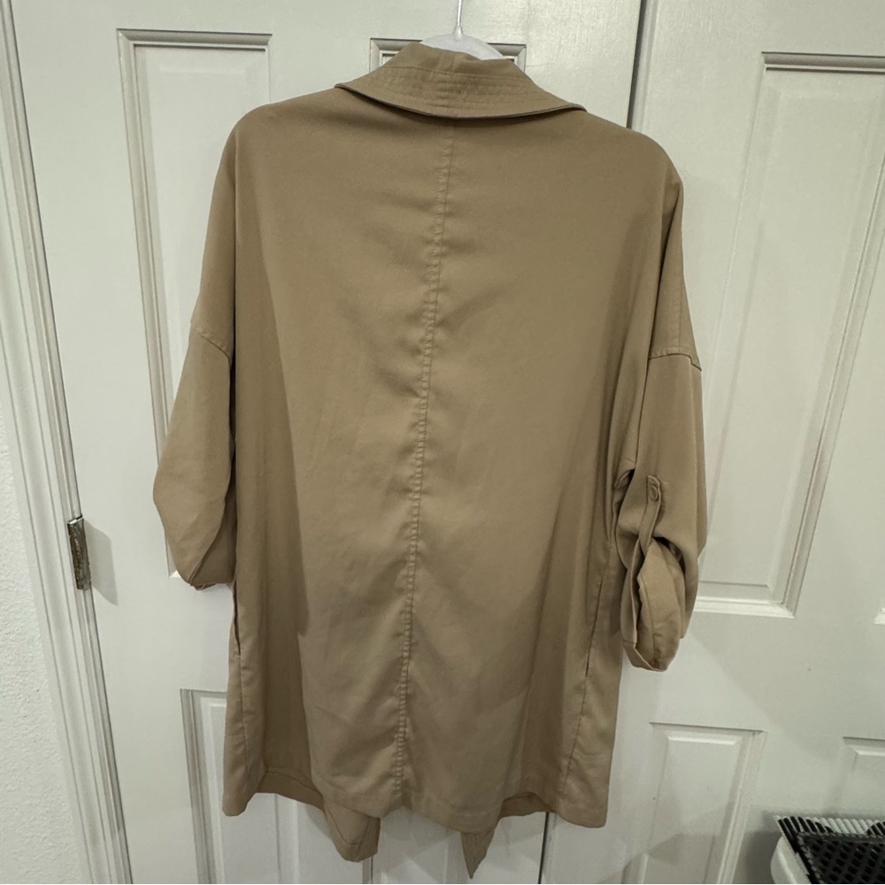 Max Studio London Tan Draped Open Front Trench Coat Jacket‎ – Size M - Picture 6 of 6